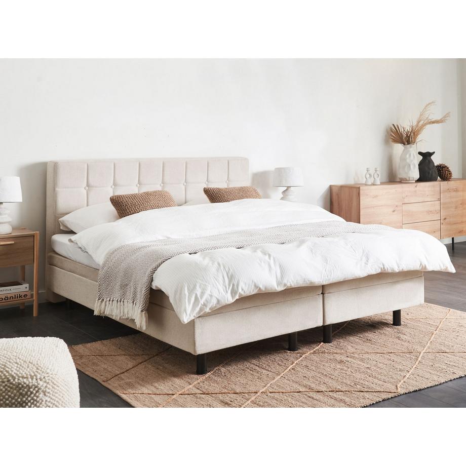 Beliani Lit réglable en Tissu Traditionnel DUKE  