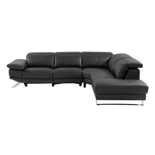 Vente-unique Ecksofa Relaxsofa elektrisch - Ecke rechts - Rindsleder - Schwarz - PUNO II  