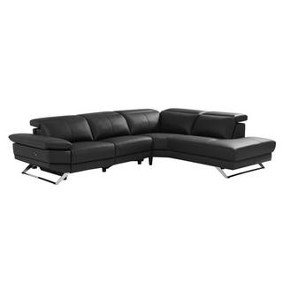 Vente-unique Ecksofa Relaxsofa elektrisch - Ecke rechts - Rindsleder - Schwarz - PUNO II  