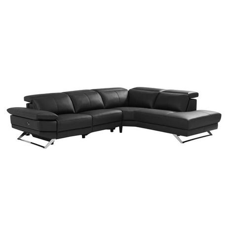 Vente-unique Ecksofa Relaxsofa elektrisch - Ecke rechts - Rindsleder - Schwarz - PUNO II  