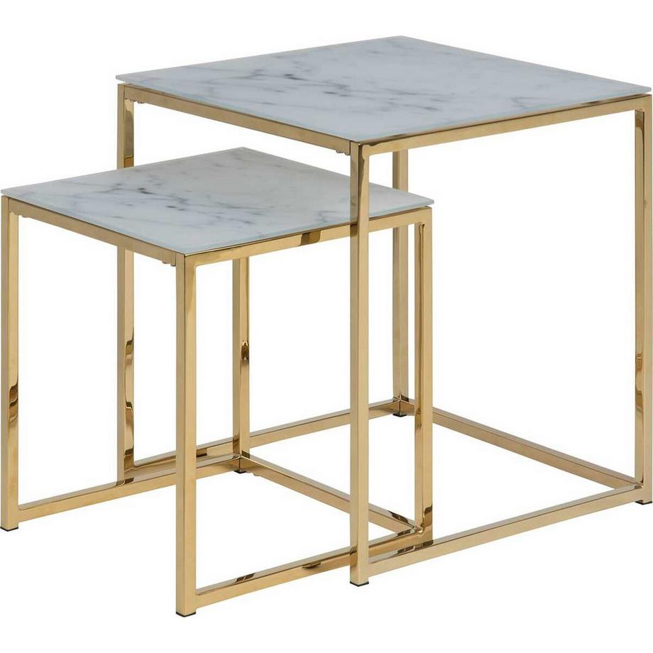 mutoni Table d'appoint Romandie blanc Print Marmor (lot de 2)  