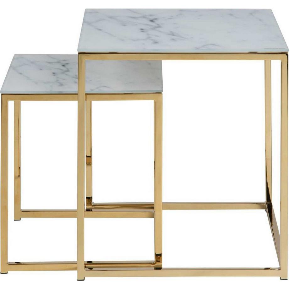 mutoni Table d'appoint Romandie blanc Print Marmor (lot de 2)  