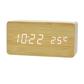 Alarme LED Horloge numérique avec un design en bois