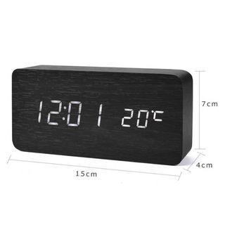 eStore Alarme LED Horloge numérique avec un design en bois  