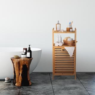 Northix Wäschekorb aus Bambus mit Ablage  