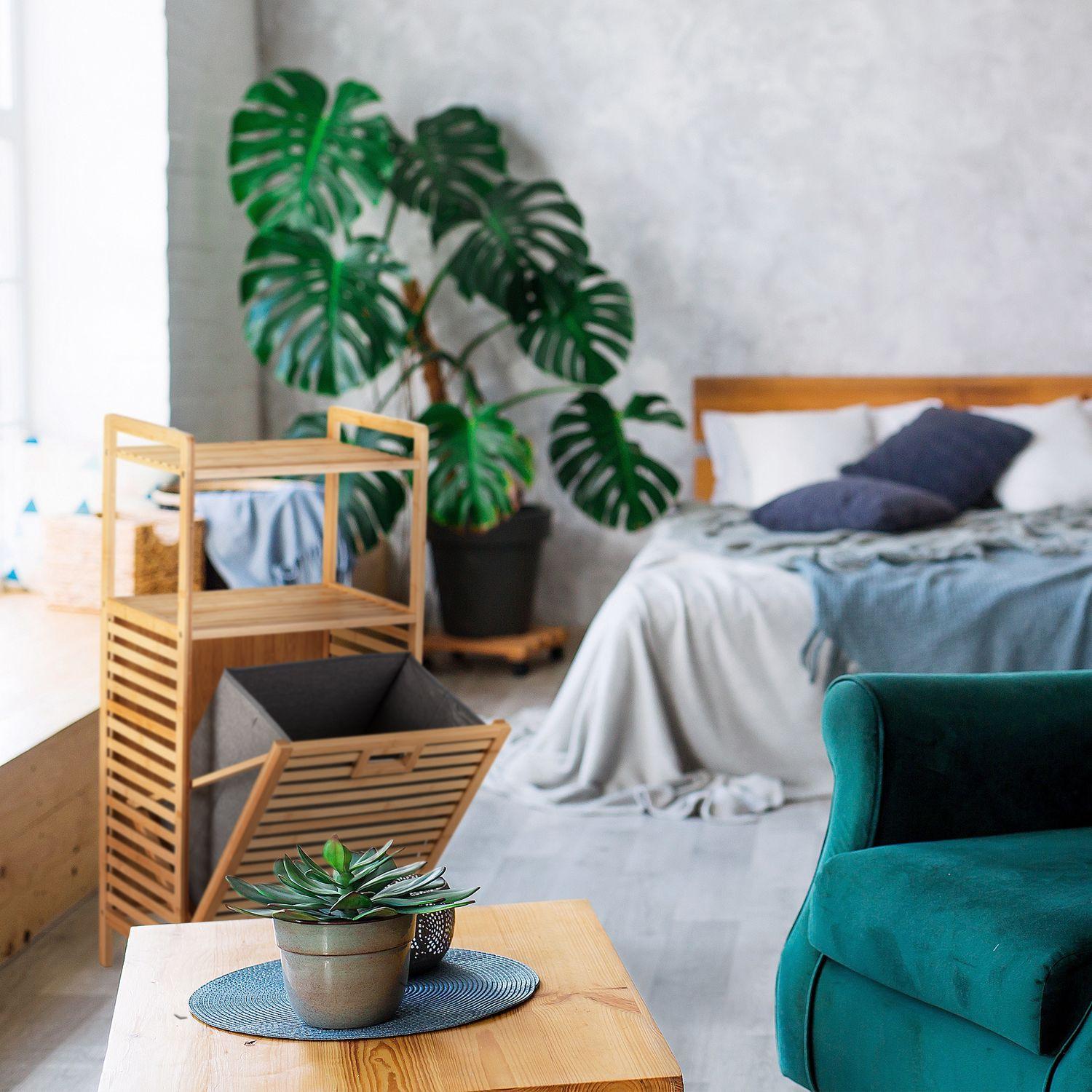 Northix Wäschekorb aus Bambus mit Ablage  