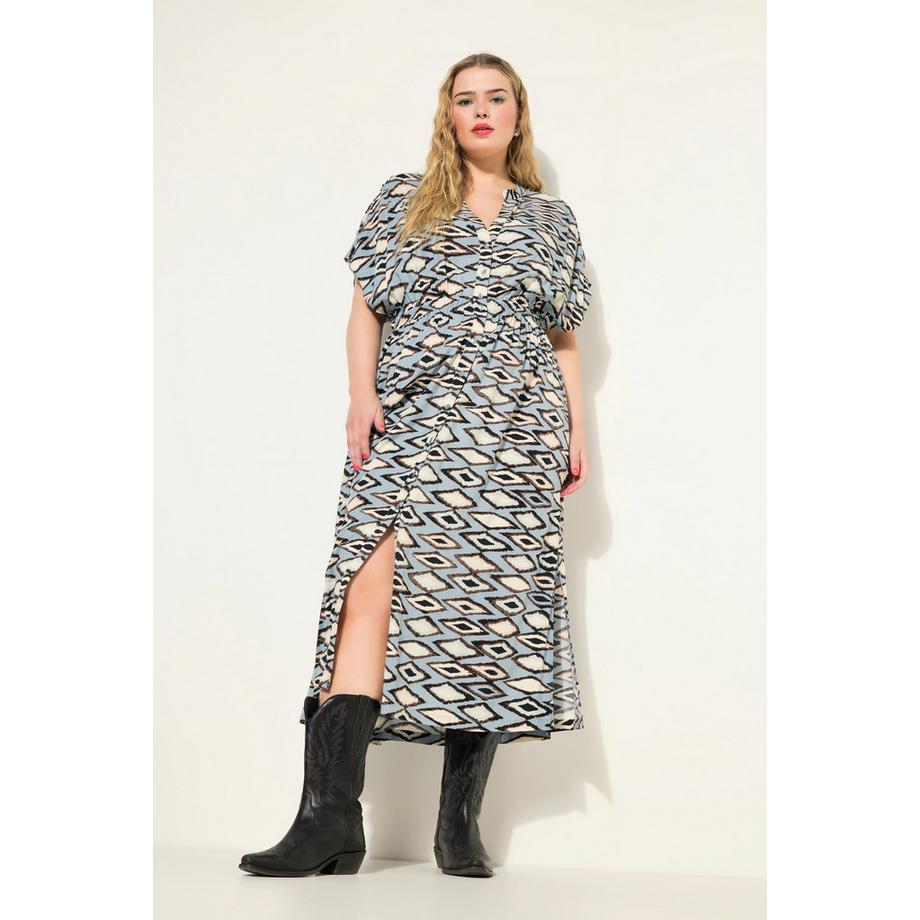 Studio Untold Maxikleid A-Linie Grafischer Print Halbarm  