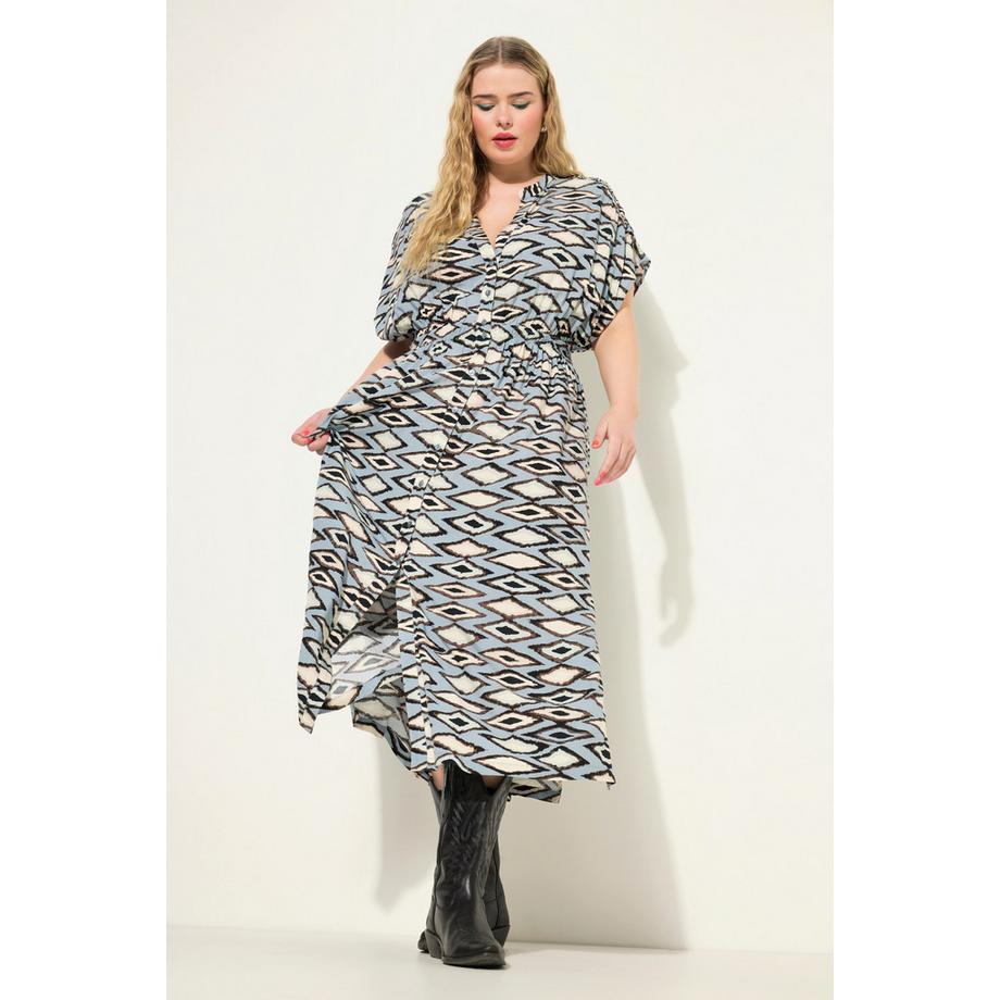 Studio Untold Maxikleid A-Linie Grafischer Print Halbarm  