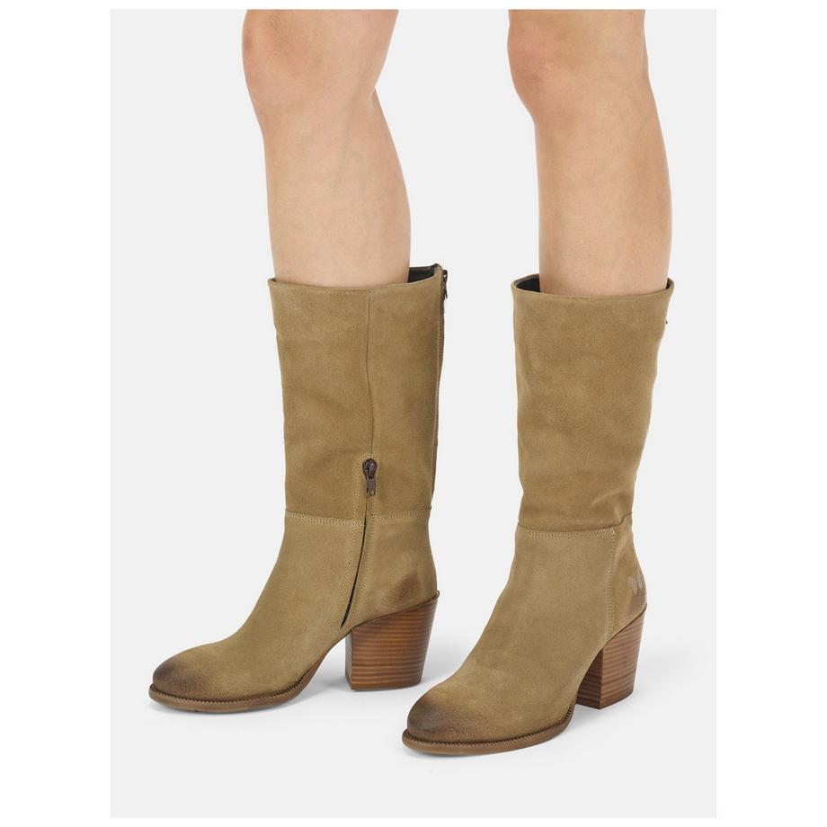 Felmini Mid-Calf Wildlederstiefel mit Blockabsatz  