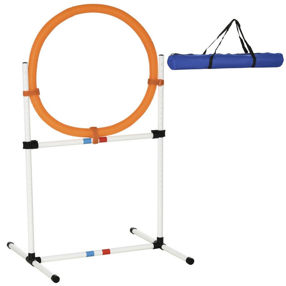 Northio  Kit De Dressage Pour Chien Anneau De Saut Pour Entraînement D'Agilité, Portable, Pe, Blanc + Orange, 74,5 X 66 X 91 Cm 