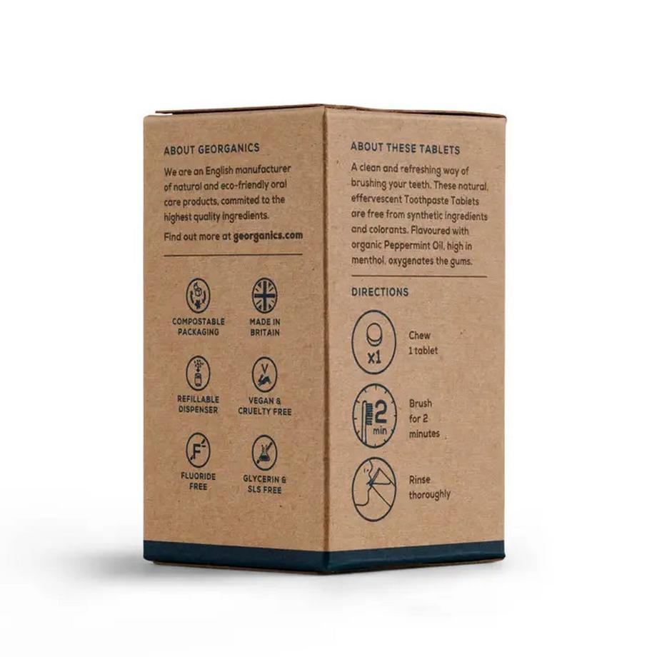 Georganics  Comprimés de dentifrice minéral sans fluor Menthe poivrée 