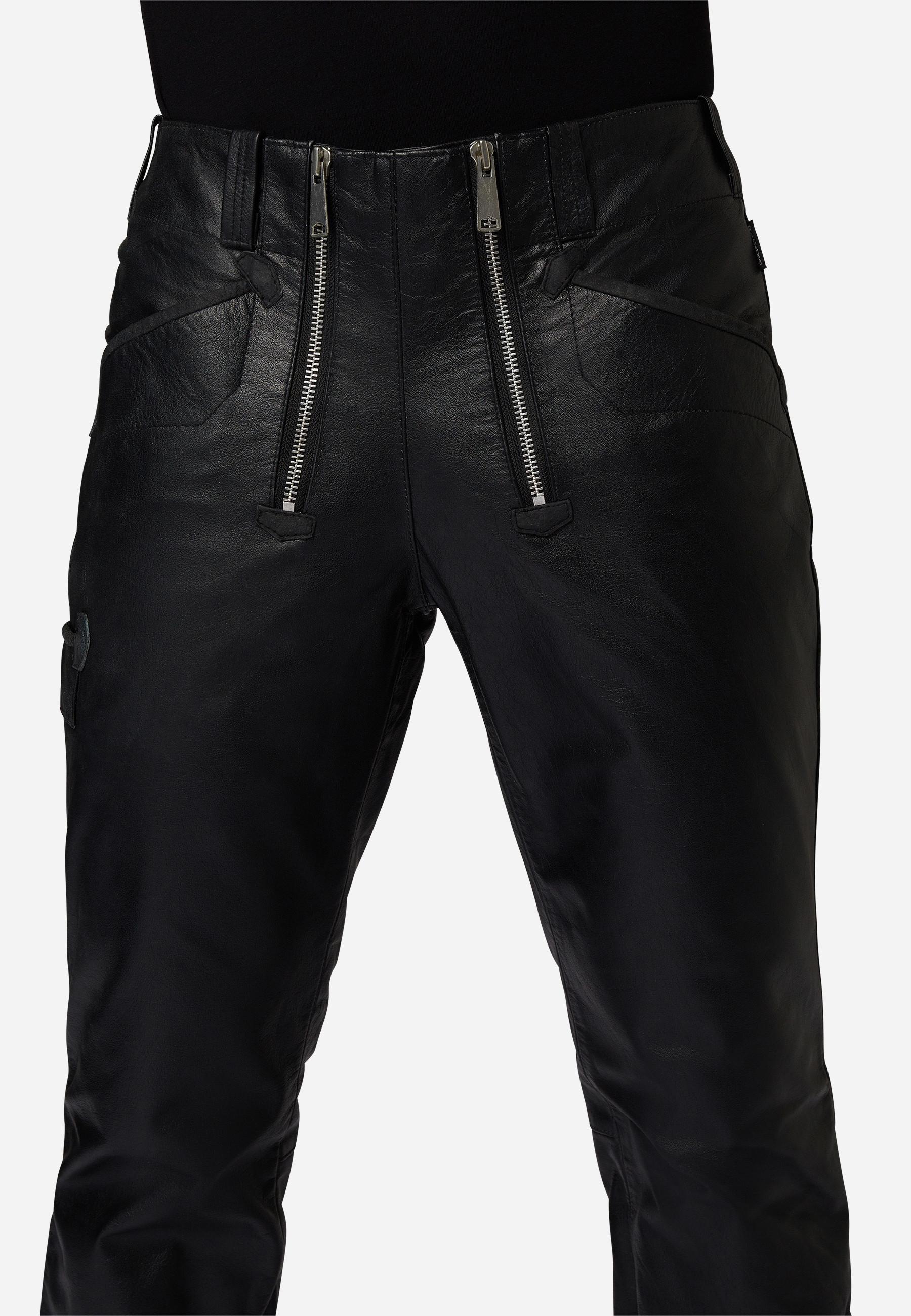 RICANO  Lederhose RT-105, Zimmermannshose im klassischem Straight Leg Cut 