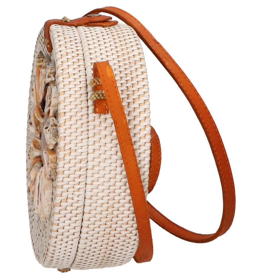 Gave Lux Sac bandoulière rond tressé avec ornement coquillage  