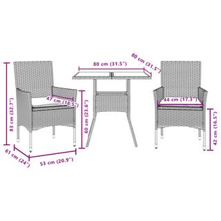 VidaXL Ensemble de salle à manger de jardin rotin synthétique  