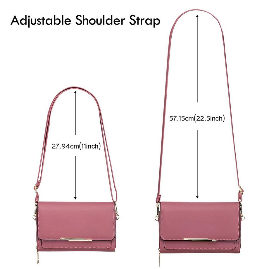 Only-bags.store Sac à bandoulière en cuir PU Porte passeport Téléphone avec fente pour carte de crédit Bandoulière réglable et détachable  