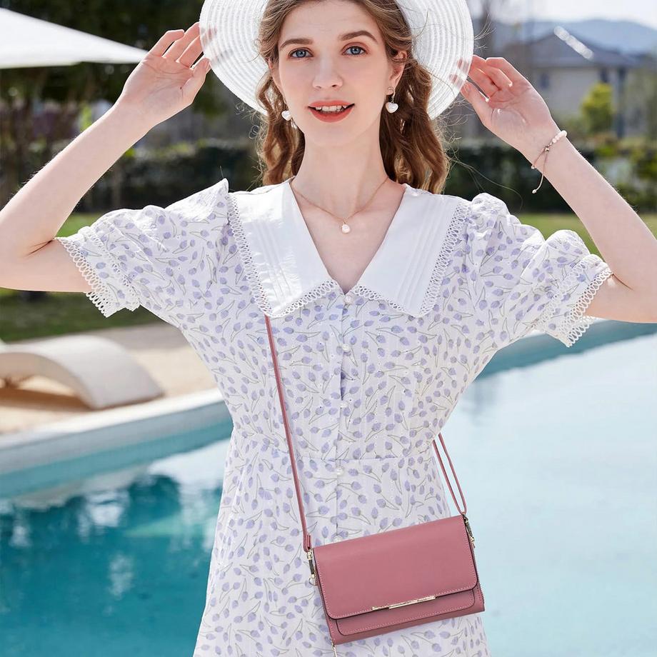 Only-bags.store Sac à bandoulière en cuir PU Porte passeport Téléphone avec fente pour carte de crédit Bandoulière réglable et détachable  