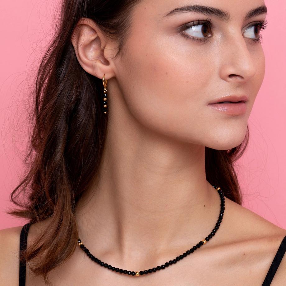 Balibay  Yamina  Halskette mit Onyx und Silber vergoldet 