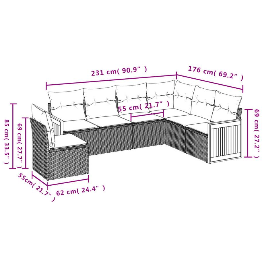 VidaXL Ensemble de canapés de jardin rotin synthétique  