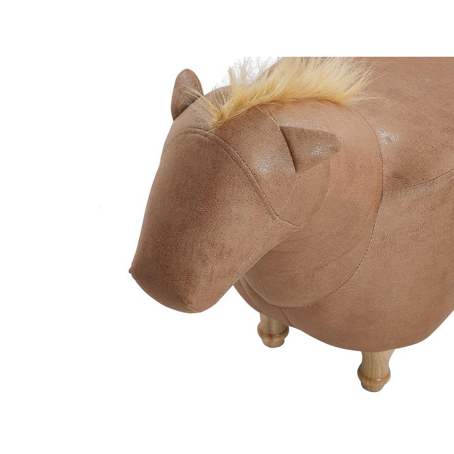 Beliani Tabouret animal en Cuir PU Rustique HORSE  