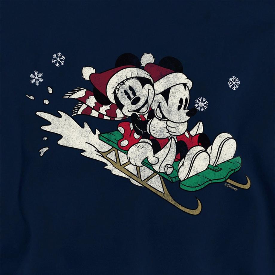 Disney  Sledding For Christmas Felpa Con Cappuccio Topolino E Minnie Mouse 