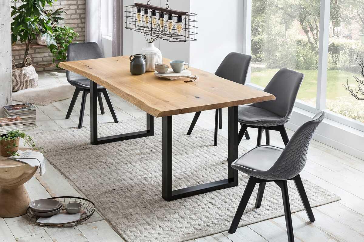 mutoni Tavolo da pranzo in rovere con bordo ad albero 160x90cm  