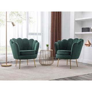 PASCAL MORABITO Fauteuil coquillage en velours vert sapin DANDELION de Pascal Morabito  