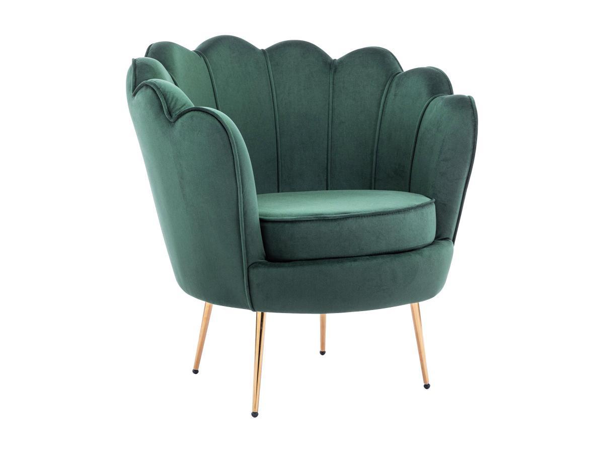 PASCAL MORABITO Fauteuil coquillage en velours vert sapin DANDELION de Pascal Morabito  