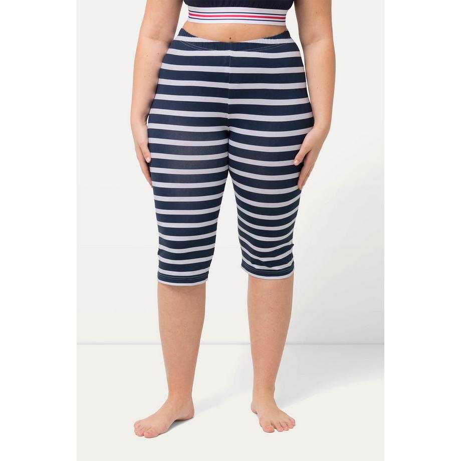 Ulla Popken 2 Pezzi Pantaloncini Ciclista Tinta Unita Righe Slim Fit  