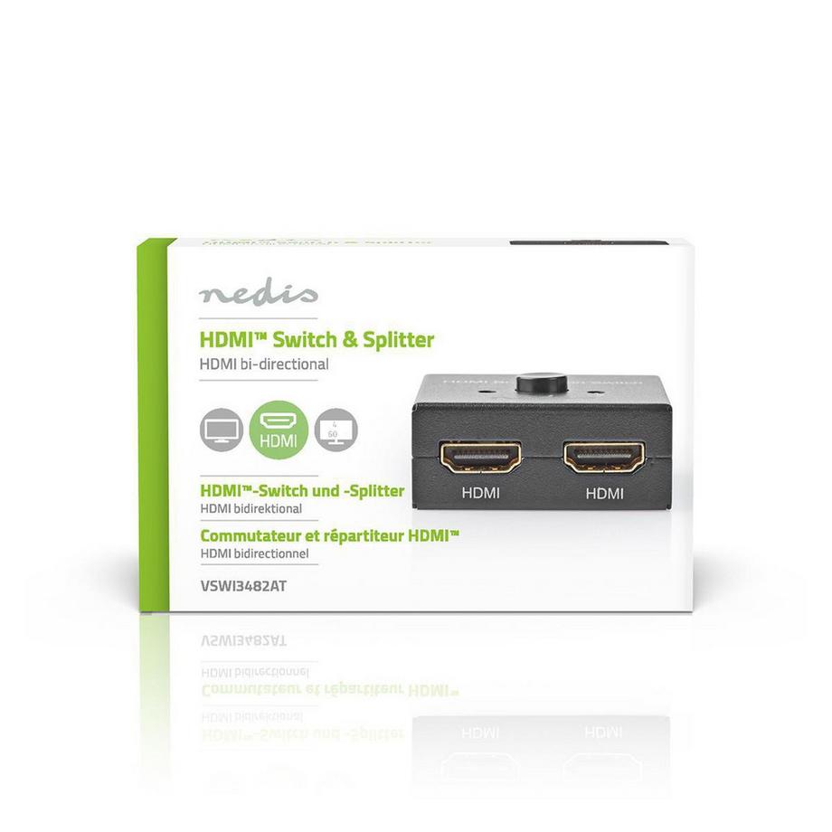 Nedis  HDMI™ Umschalter | 3 Port(s) | 1x HDMI™ Eingang / 2x HDMI™ Eingang | 1x HDMI™ Ausgang / 2x HDMI™ Ausgang | 4K@60Hz | 6 Gbps | Metall | Anthrazit 