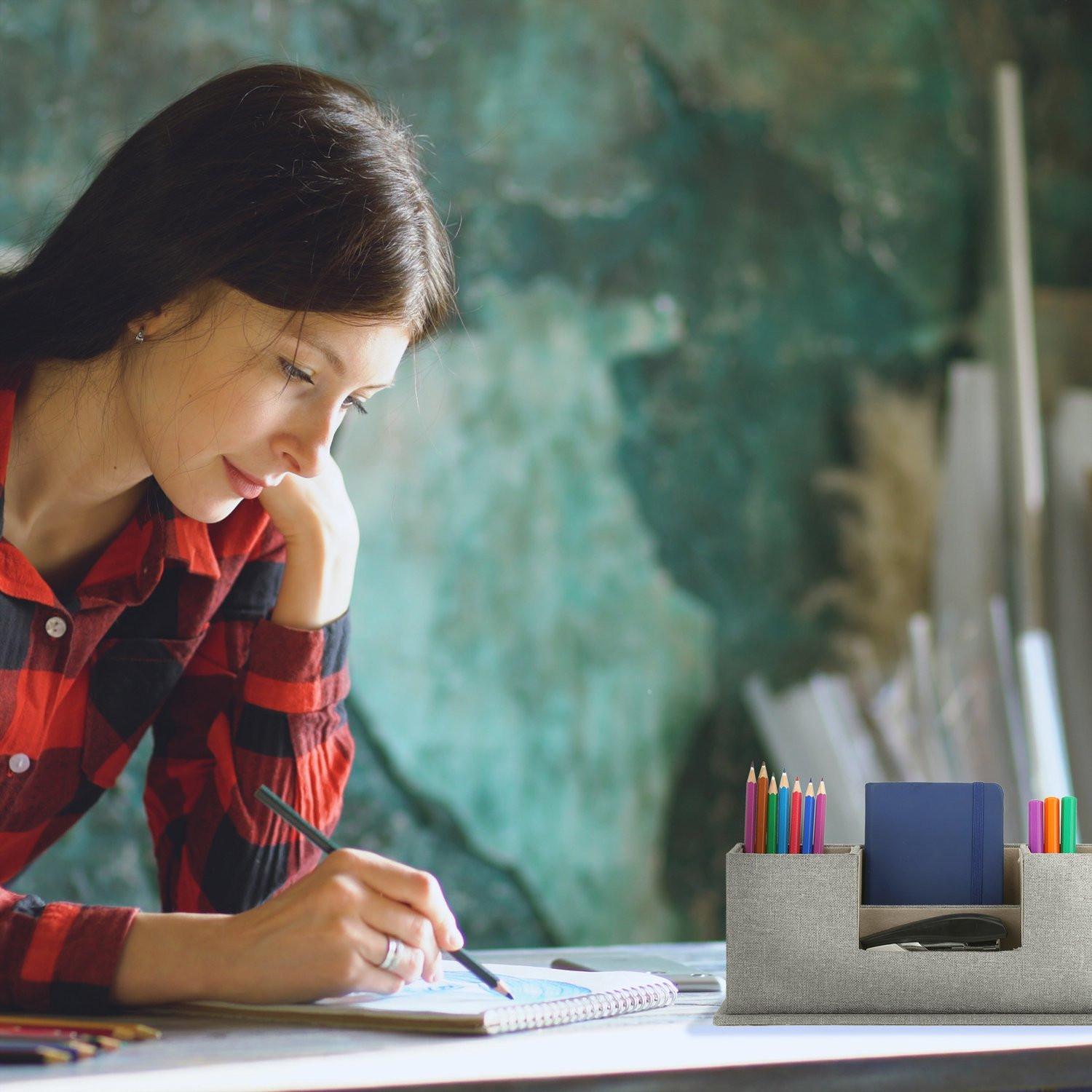 Northix Organiseur de bureau aspect tissu  