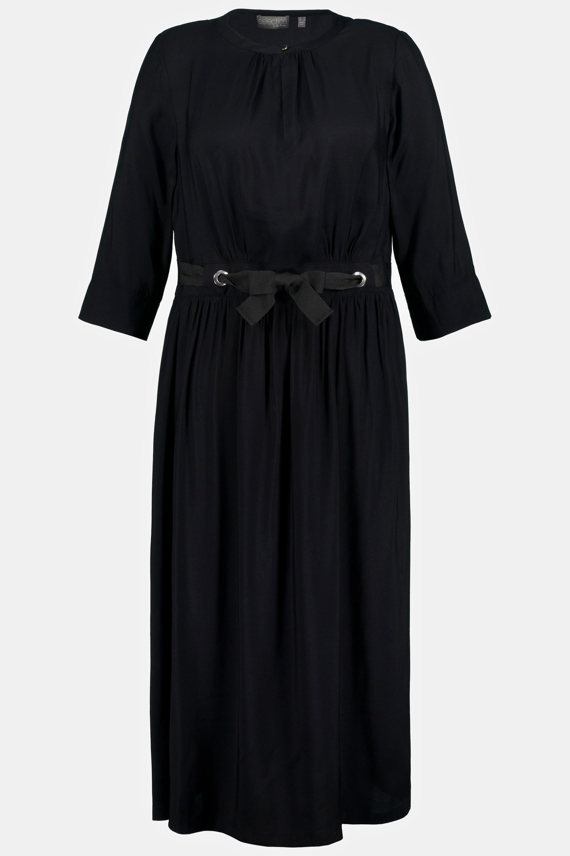 Ulla Popken  Robe maxi, ceinture à nouer, col rond, manches 3/4 