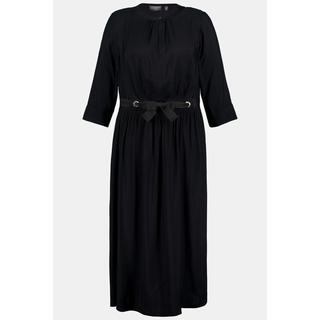 Ulla Popken  Robe maxi, ceinture à nouer, col rond, manches 3/4 