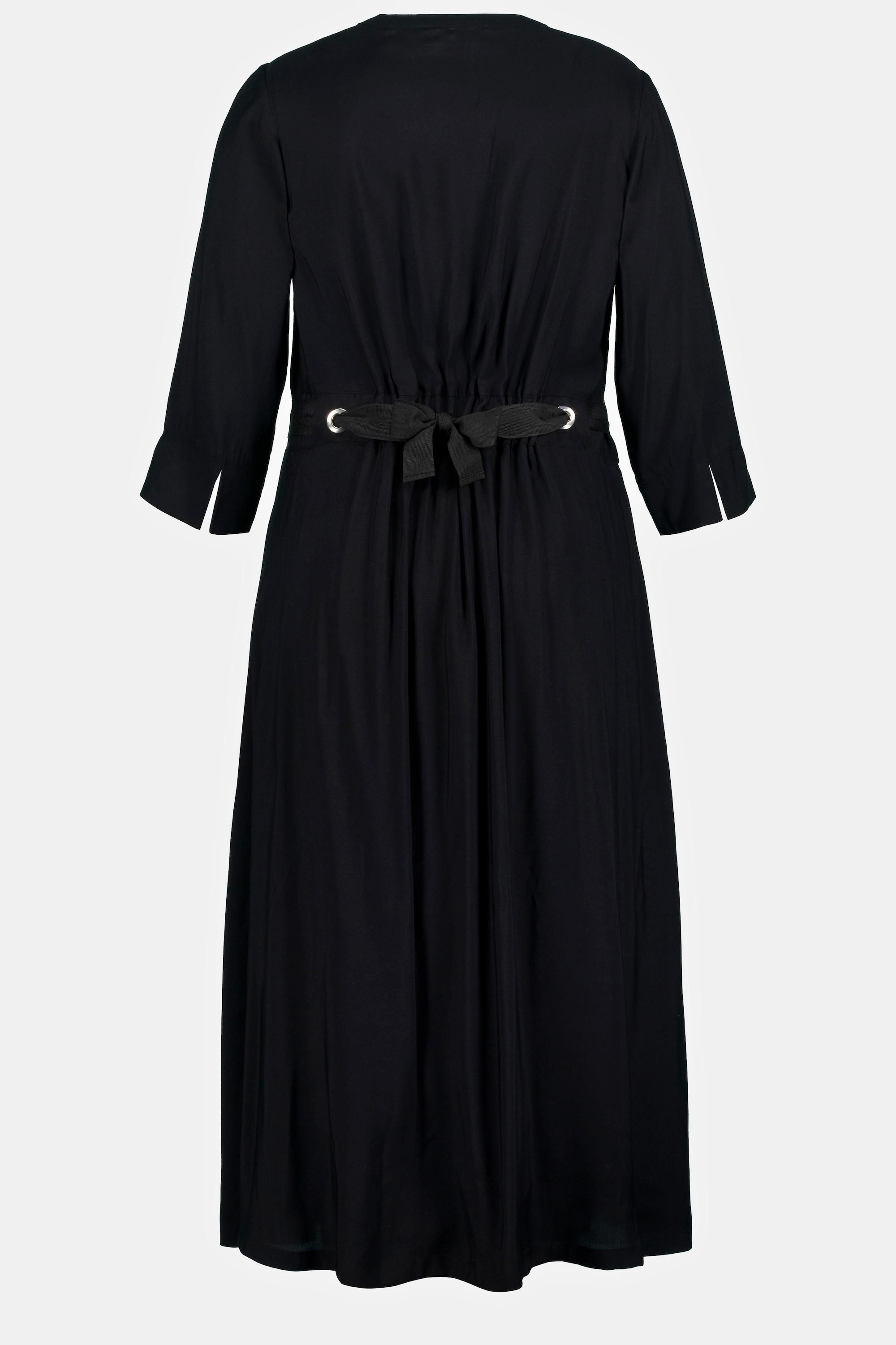 Ulla Popken  Robe maxi, ceinture à nouer, col rond, manches 3/4 