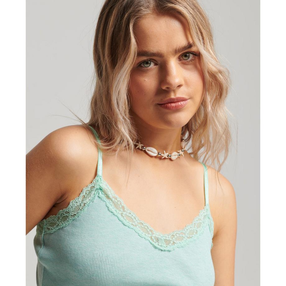 Superdry Débardeur Côtelé Liseré Dentelle  