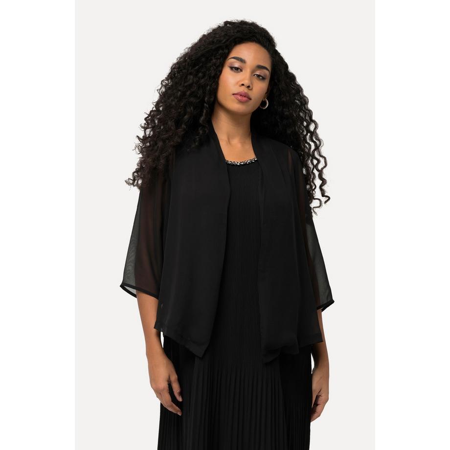 Ulla Popken Giacca in chiffon oversize Collo a scialle Maniche 3/4  
