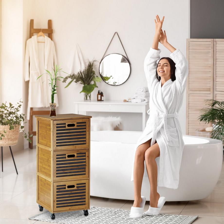 B2X Badezimmerregalwagen Bambus  