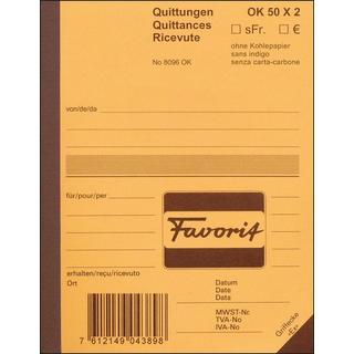 Favorit FAVORIT Quittungen D A6 9096 W weiss/weiss 50x2 Blatt  