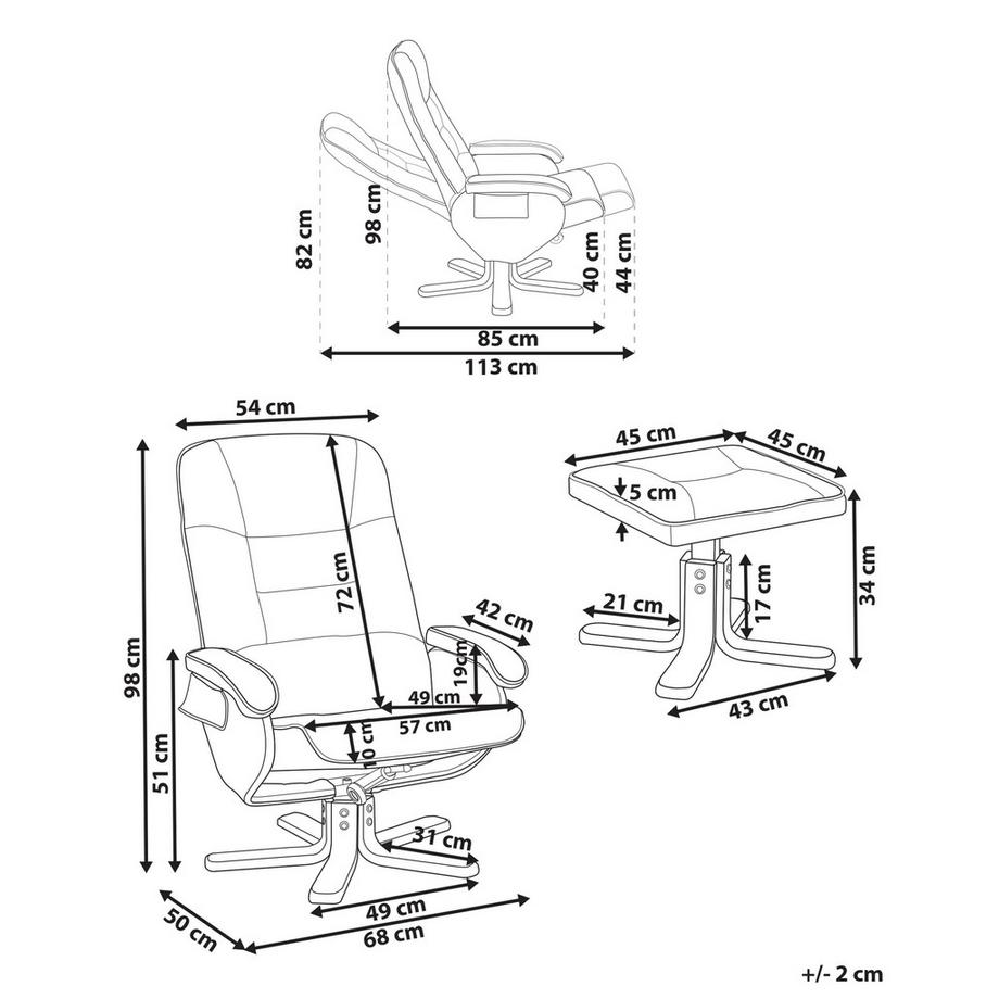 Beliani Poltrona massaggiante en Pelle sintetica Retrò RELAXPRO  