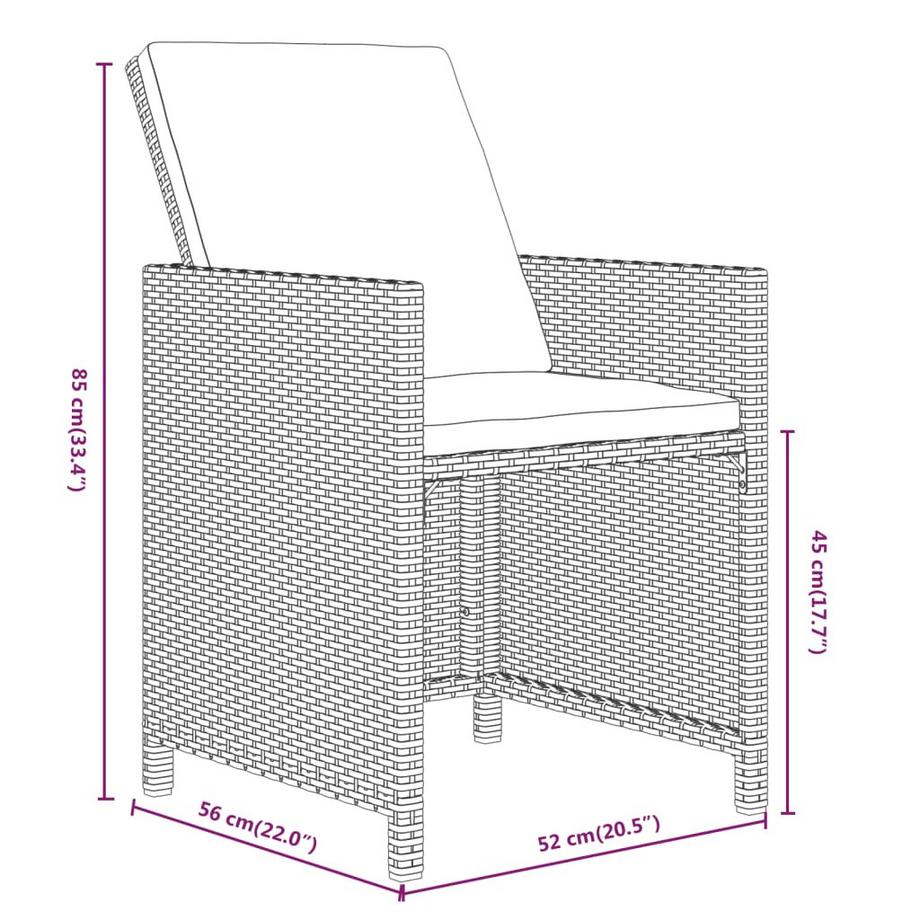 VidaXL Ensemble de salle à manger de jardin rotin synthétique  