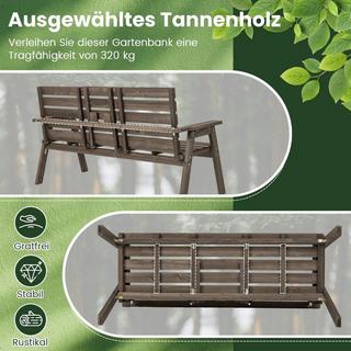 B2X Gartenbank mit Klappbarem Mitteltisch & Rückenlehne Holzbank Tragfähigkeit 320 kg Braun  