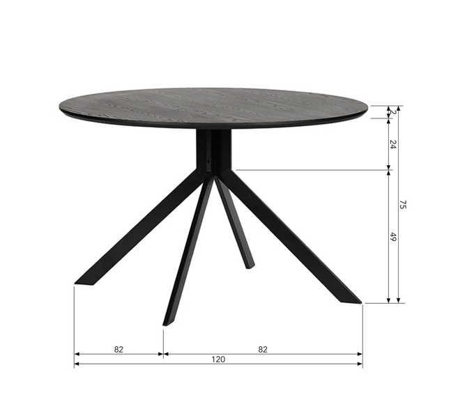 mutoni Tavolo da pranzo rotondo Bruno MDF nero 120x120  