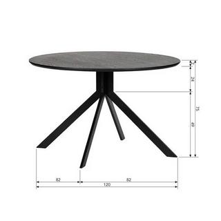 mutoni Tavolo da pranzo rotondo Bruno MDF nero 120x120  