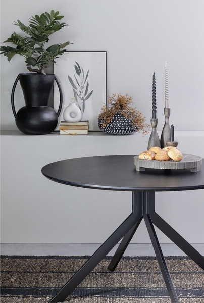 mutoni Table à manger ronde Bruno MDF noir 120x120  