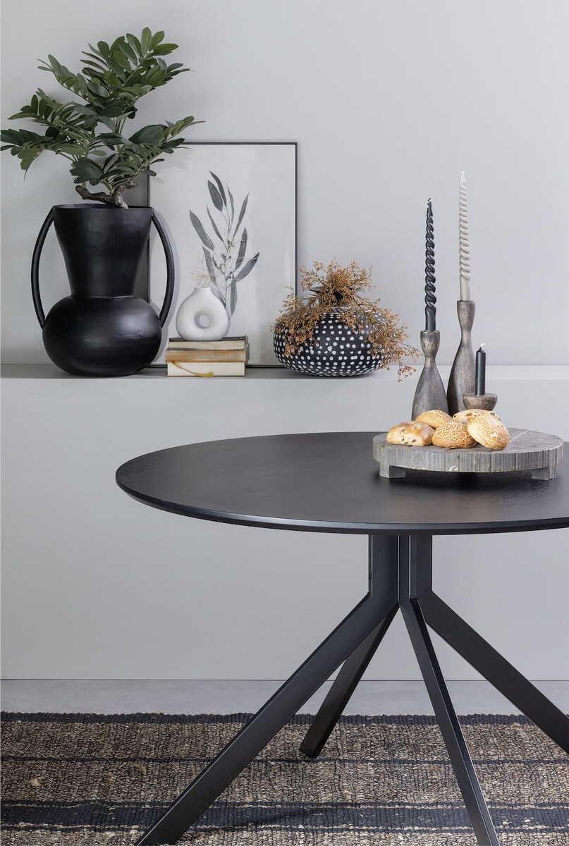 mutoni Tavolo da pranzo rotondo Bruno MDF nero 120x120  