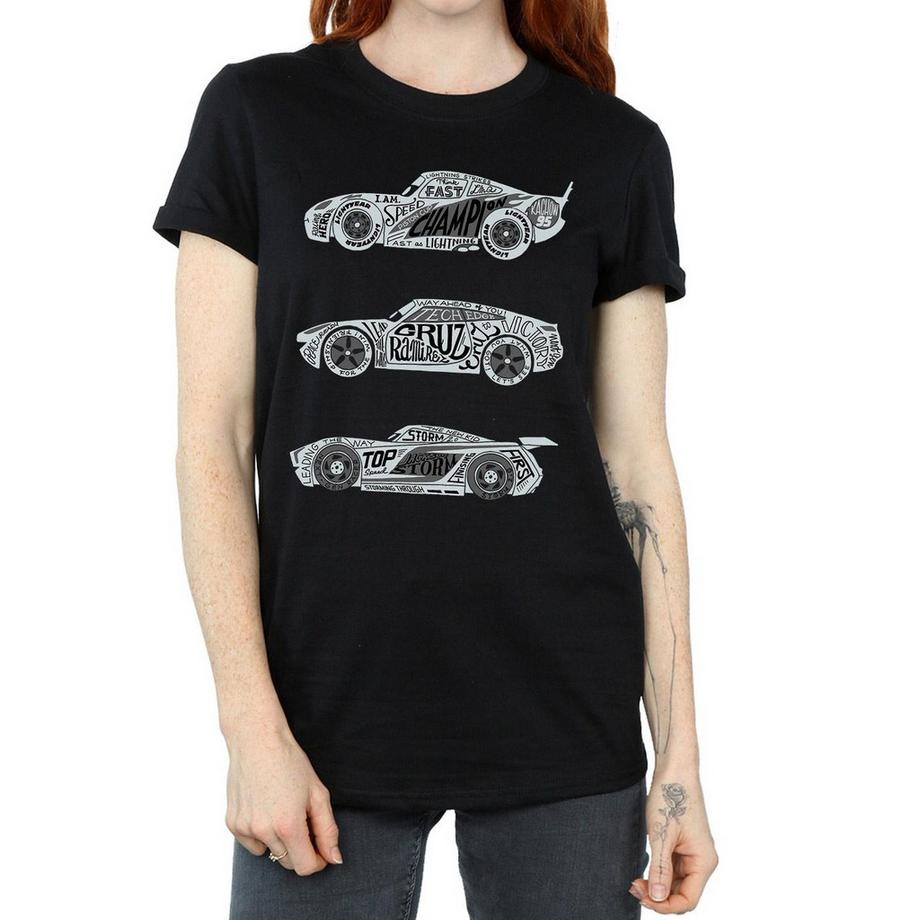 Disney Cars T-Shirt Stampa Auto Tipografica  