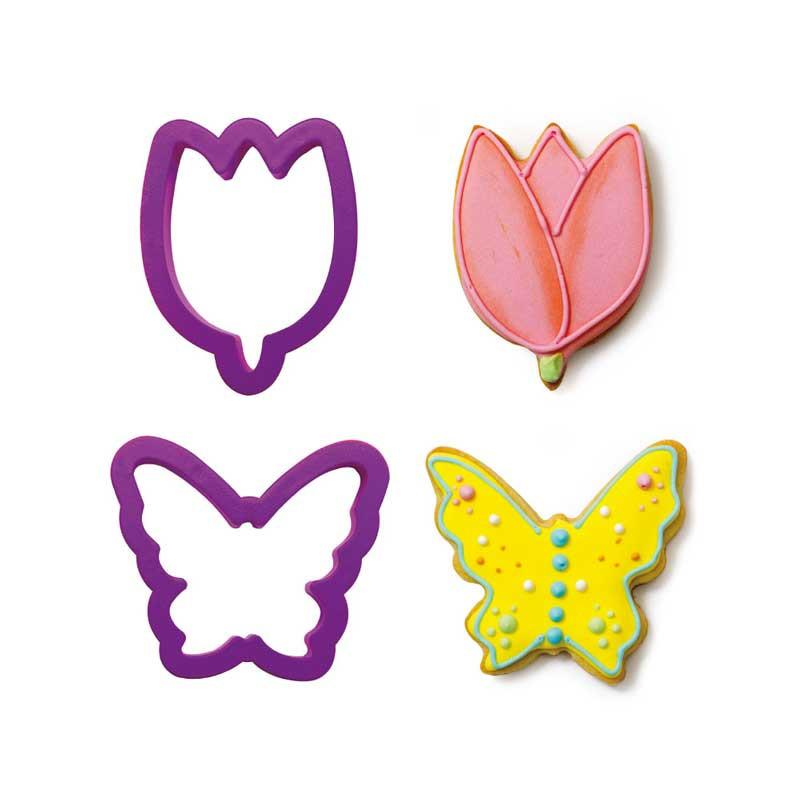 Decora Ausstecher Set Schmetterling und Tulpe 2 Stück  