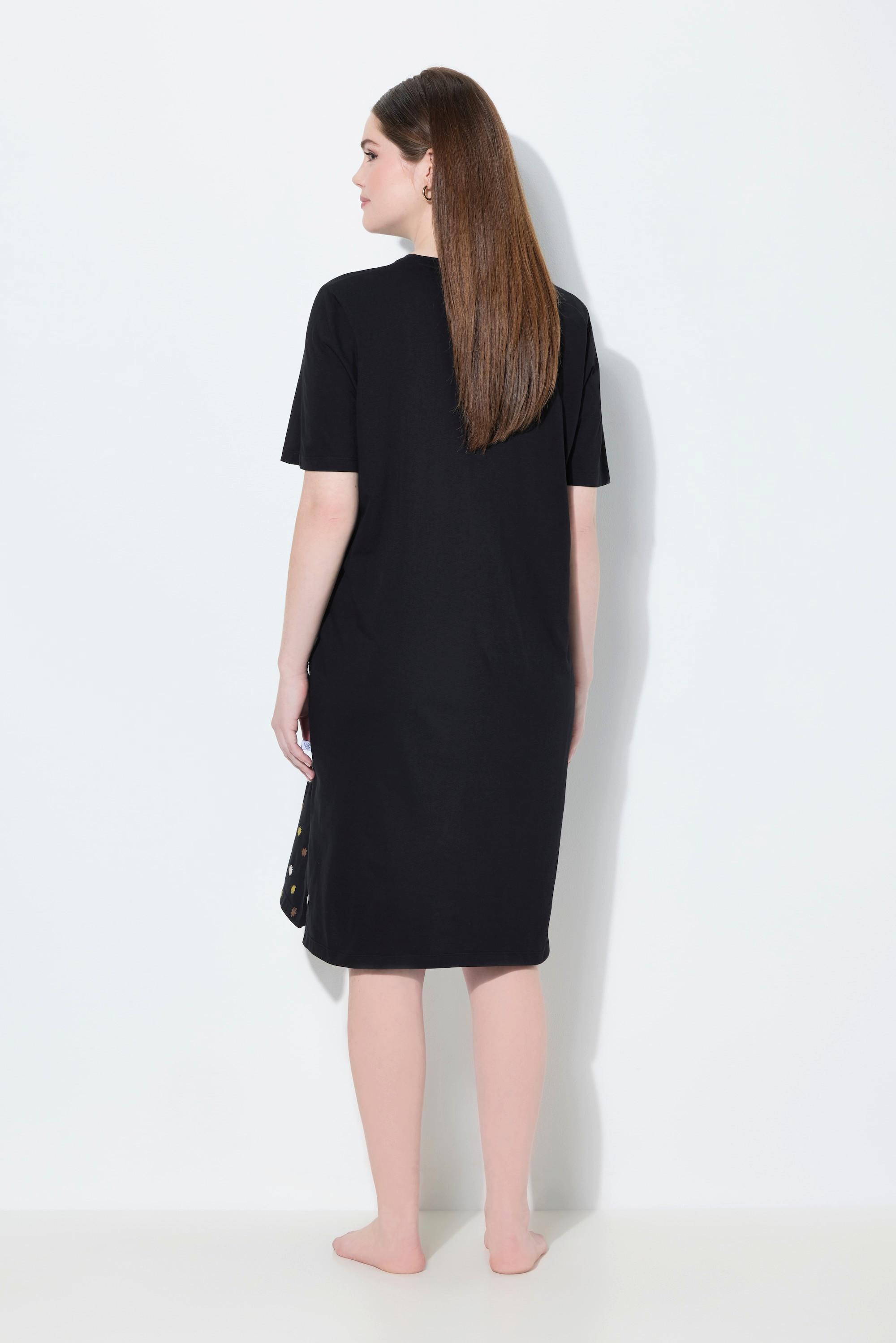 Ulla Popken Camicia da notte fiori ricami scollo a V mezze maniche  