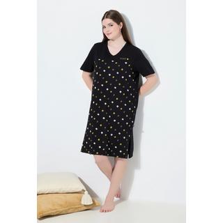 Ulla Popken Camicia da notte fiori ricami scollo a V mezze maniche  