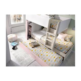 Vente-unique Etagenbett Ausziehbett mit Stauraum + Matratzen 3 Eichefarben Rosa ANTHONY  