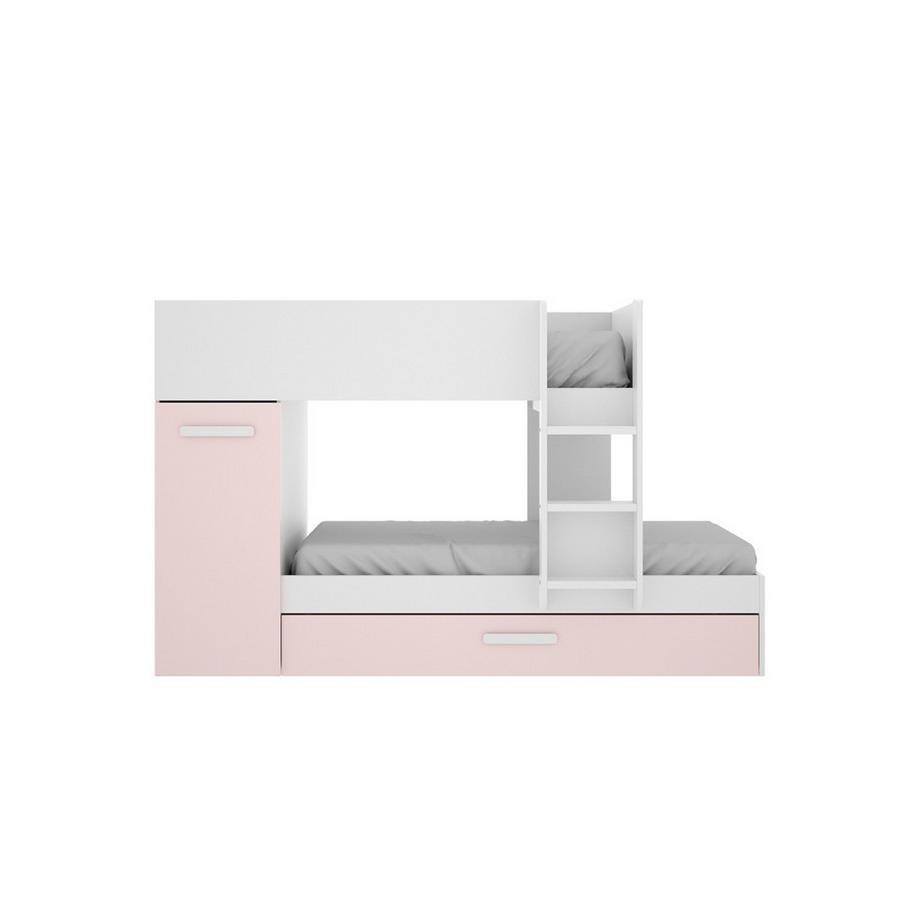 Vente-unique Lits Superposés ANTHONY avec rangements 3 chêne rose + matelas  